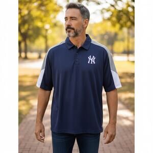 New York Yankees Blue Polo Shirt Short Sleeve Mens 2XL